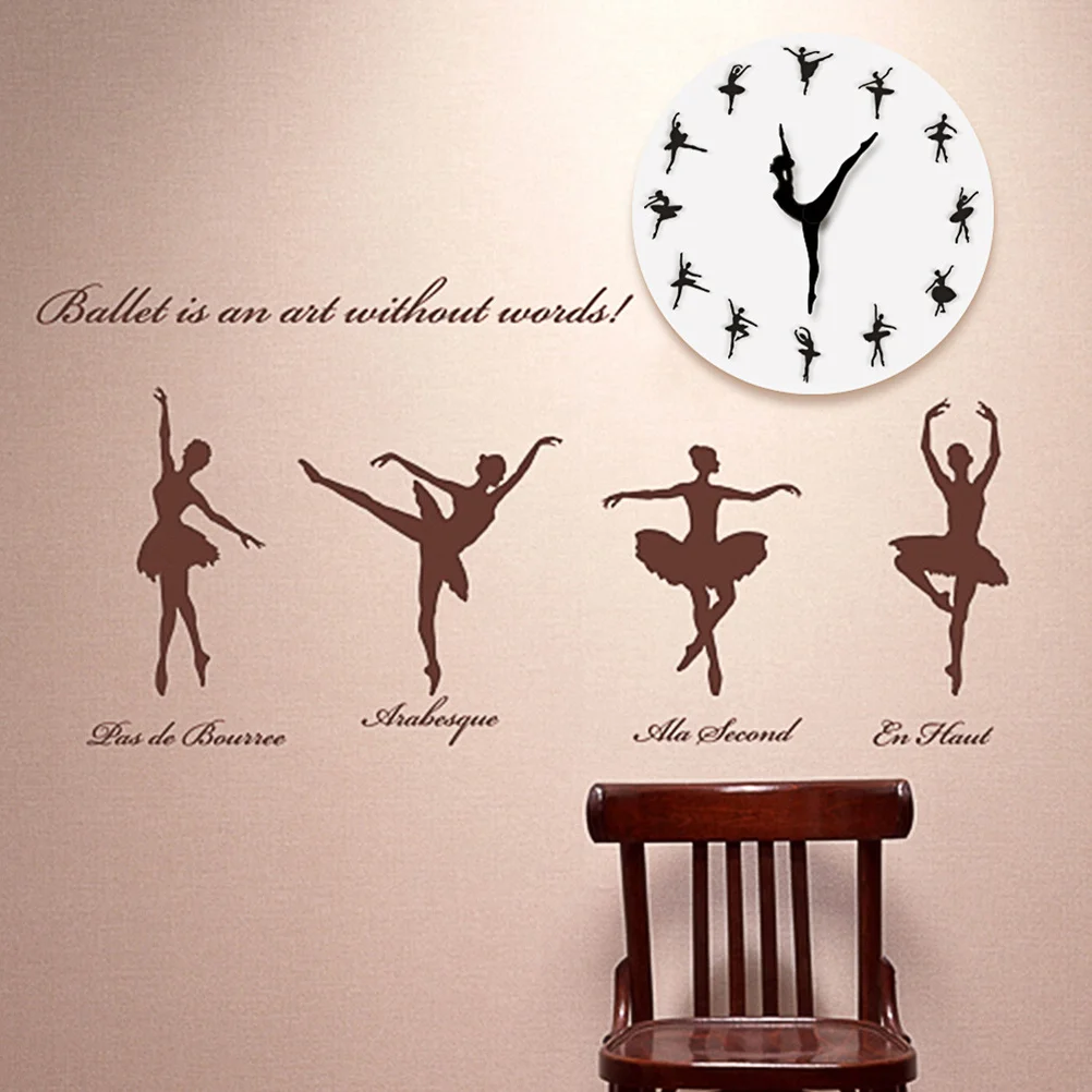 

Ballet Dancer Wall Clock Large Size Silent Movement No Ticking Sound Home Living Room Decor Wall Watch Modern Record Style
