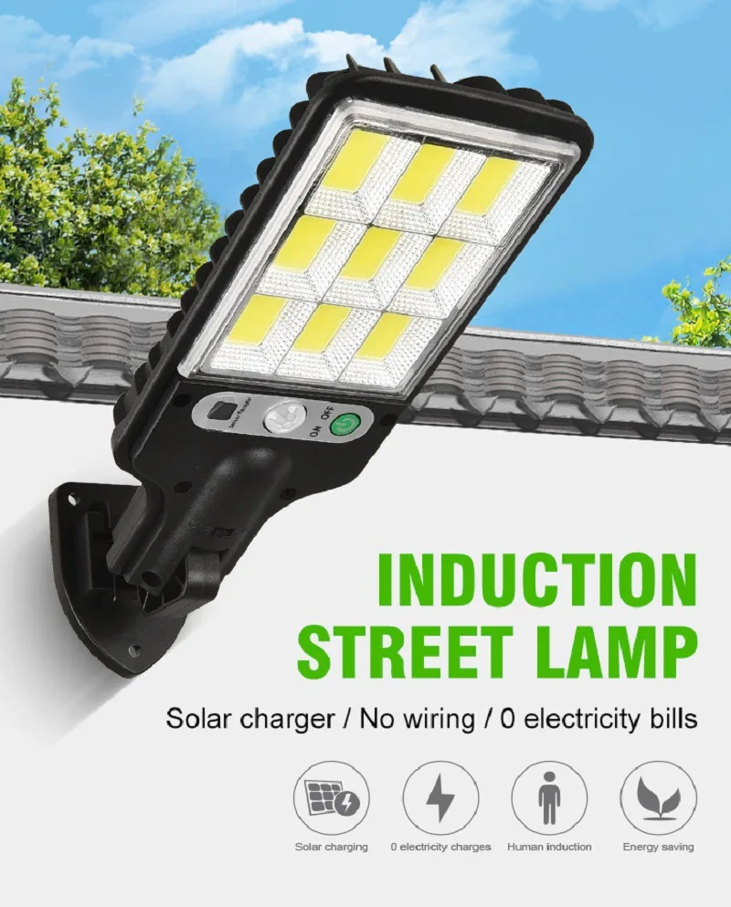 

Outdoor Solar Powered Street Light Waterproof with Human Sensing Remote Control for Courtyard Garden Lighting New Model