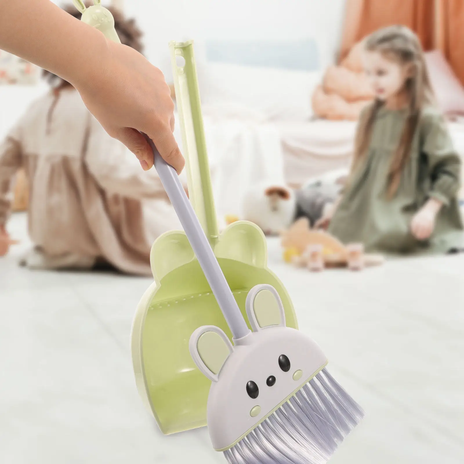 1セット子供用ほうきちりとりキット安全で滑らかなプラスチック製の小さな掃除セット子供用3-6歳幼児用ハウスキーピングツール