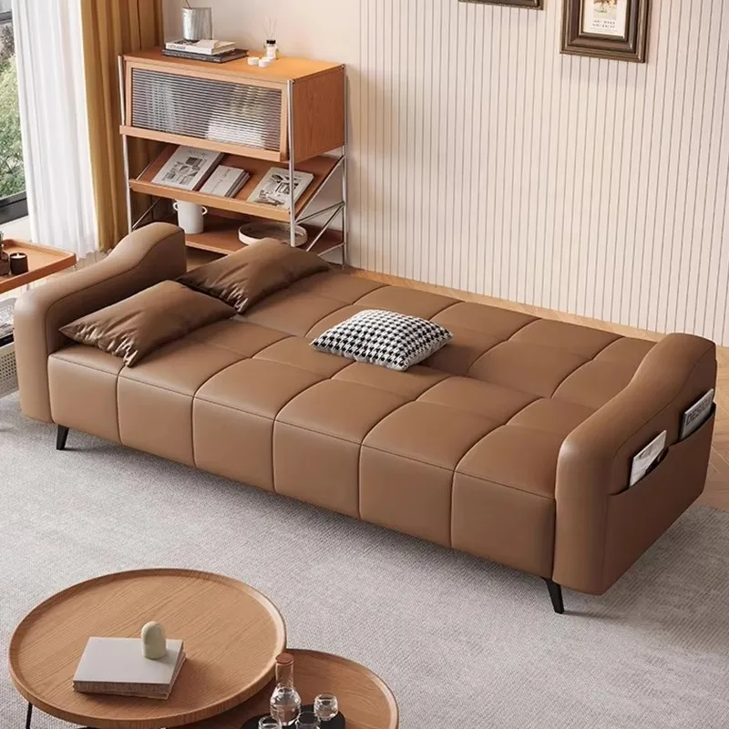 Modern Style Solid Wood Frame Leather EU CE Certified  Sofa Bed  for Living Room Apartments and Other Multi-scenarios