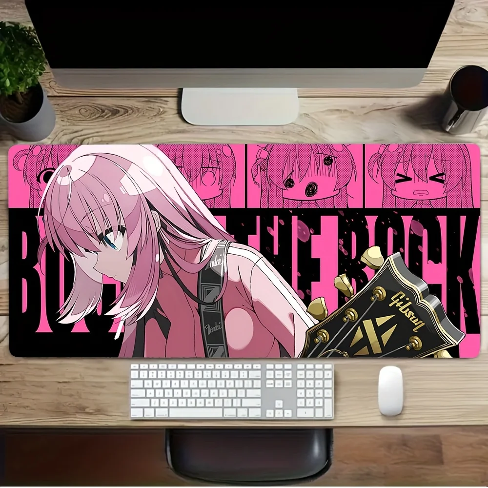 

Pink Haired Girl Playing Guitar Mouse Pad Large Rubber Anti-slip Desk Accessories Mousepad for Office & Gamer Keyboard Decor Mat