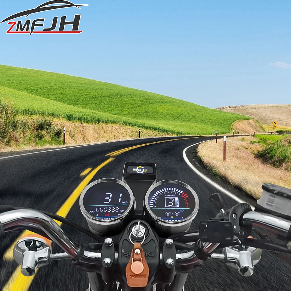 

12V Motorcycle Speedometer Odometer Gauge Gear Indicator Digital LCD Instrument MPH km/h Digital Gauge For Suzuki GN125/150
