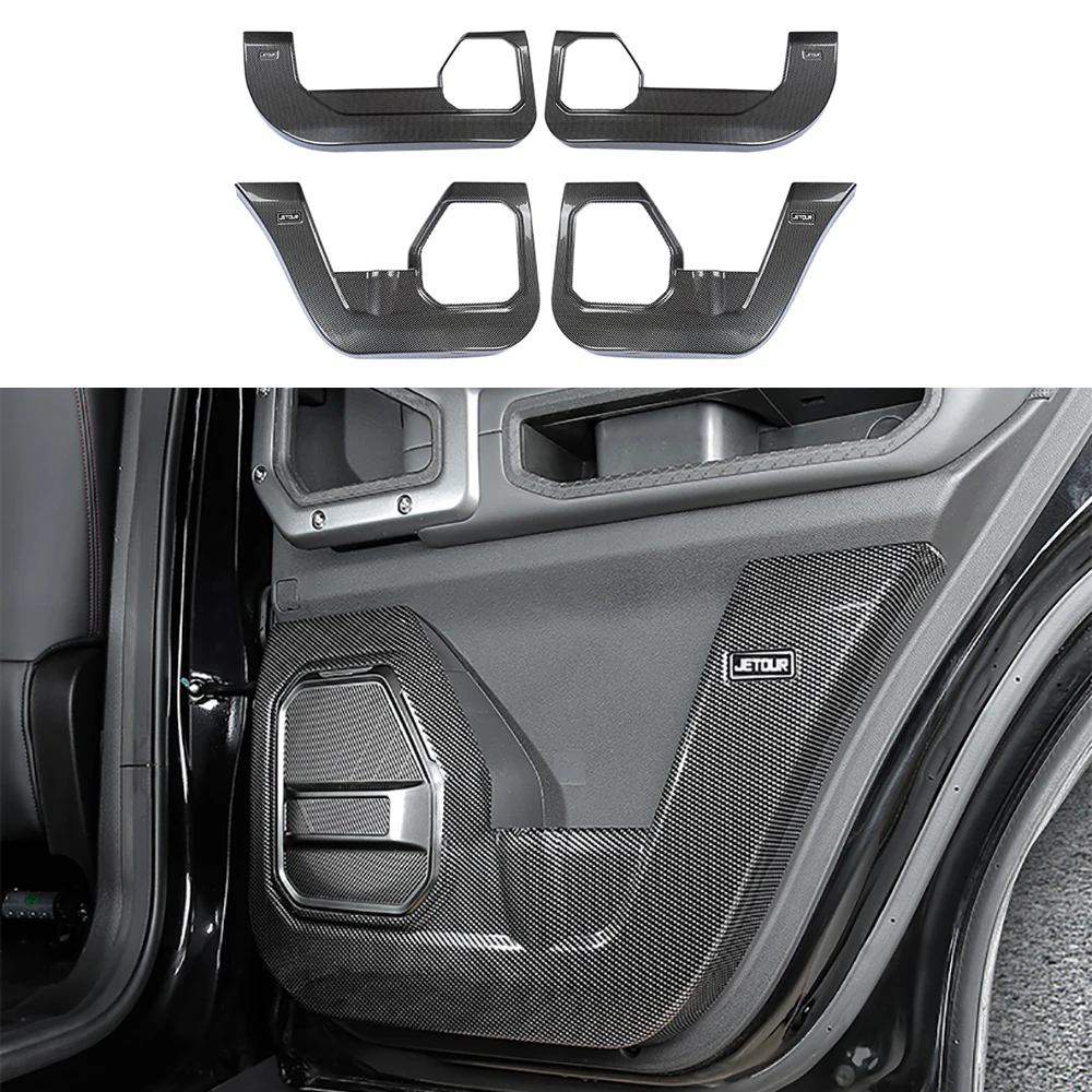 

4Pcs Car Door Anti Kick Pad Modification Door Anti Kick Plate For Chery Jetour Traveler 2023 2024 Carbon Fiber Color Accessories