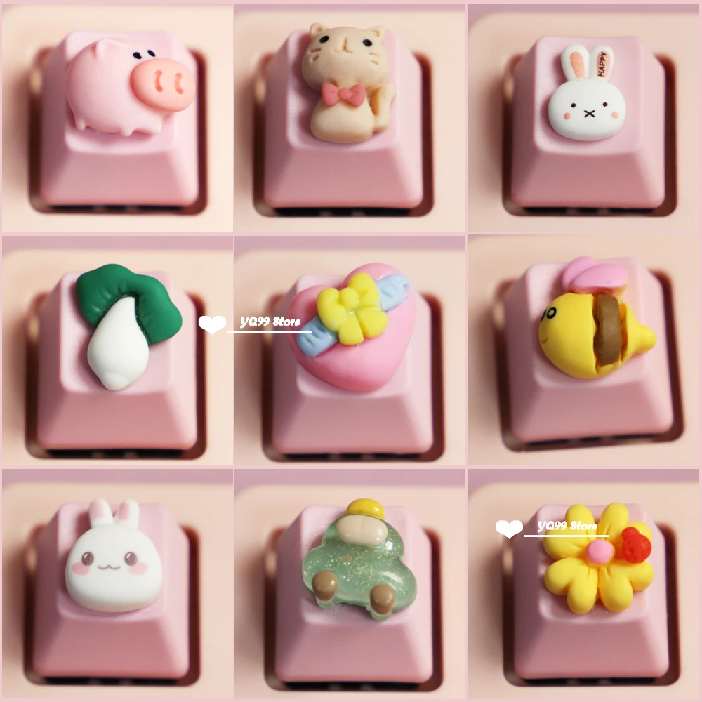 Keycap Personality Design Cartoon Axis Cherry MX Gaming Accessories PBT Artisan Keycap Cute Anime Single R4 Key Caps Kawaii Mini