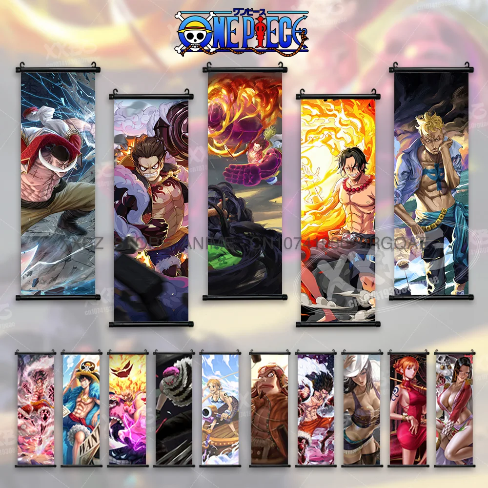 

ONE PIECE Scrolls Picture Monkey D. Luffy Poster Hancock Home Decor Nami Wall Art Anime Canvas Hanging Painting Robin Wallpaper