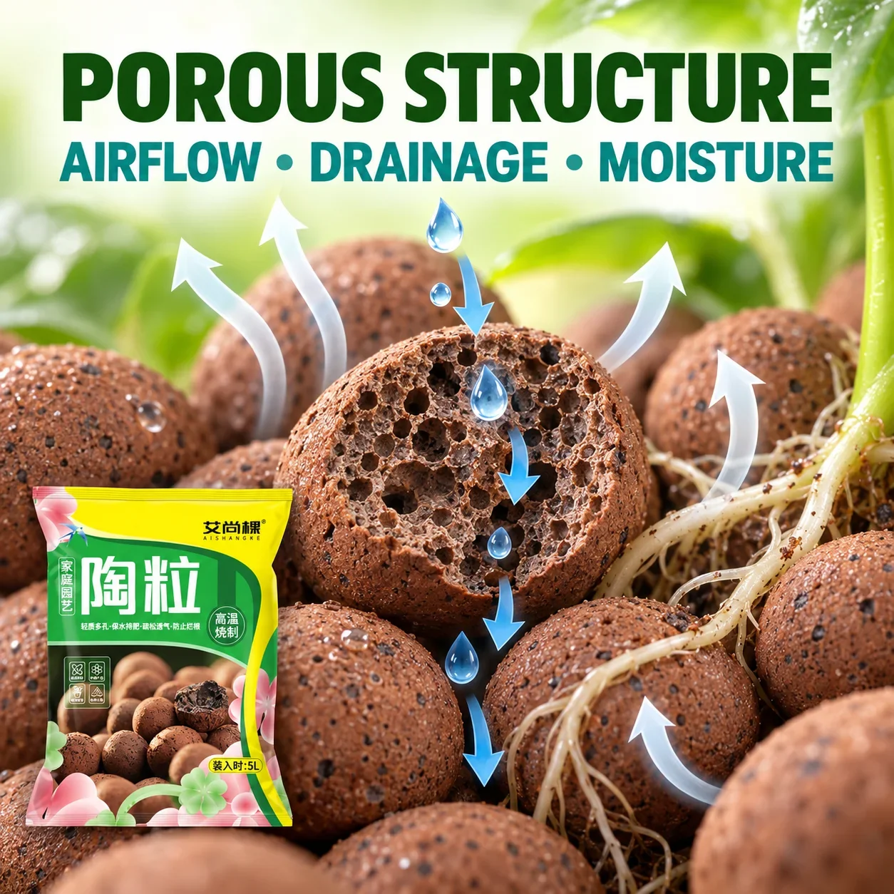 Expanded Clay Pebbles LECA Hydroponic Growing Media Lightweight Reusable Clay Balls for Orchids Houseplants Succulents Gardening