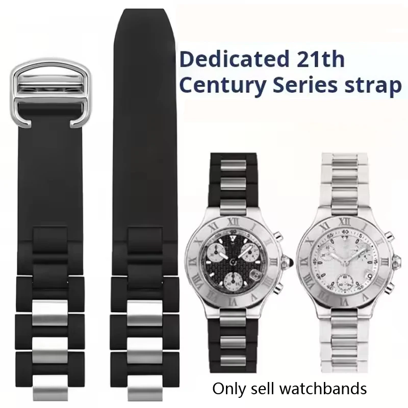 

Силиконовый ремешок премиум-класса с выпуклым 20*10 мм для Cartier 21 Chronoscaph, спортивный водонепроницаемый ремешок для часов W10198U2 W10197U2, ремень