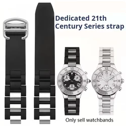 Premium-Grad silicone strap with convex 20 * 10 mm for cartier 21 Chronoscaph sports waterproof watchband W10198U2 W10197U2 belt