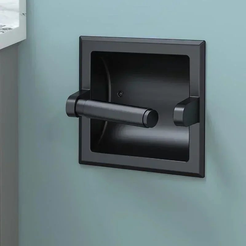 

Black Metal Toilet Paper Holder Recessed Toilet Paper Holder Mounting Bracket Bathroom Wall Mounted Toilet Paper Holder Shelf