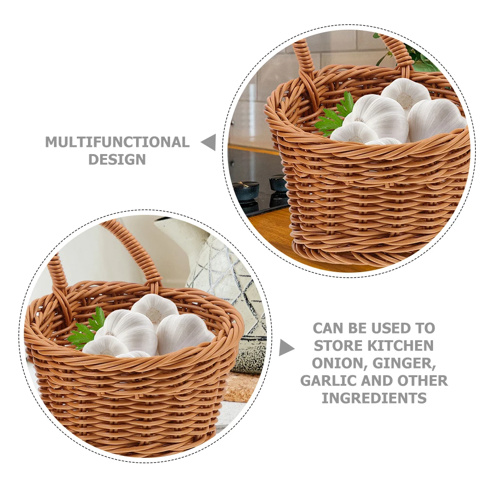 

Vegetable Rack Onion Ginger Garlic Storage Basket Fruit Baskets for Kitchens Organizer Khaki Plastic