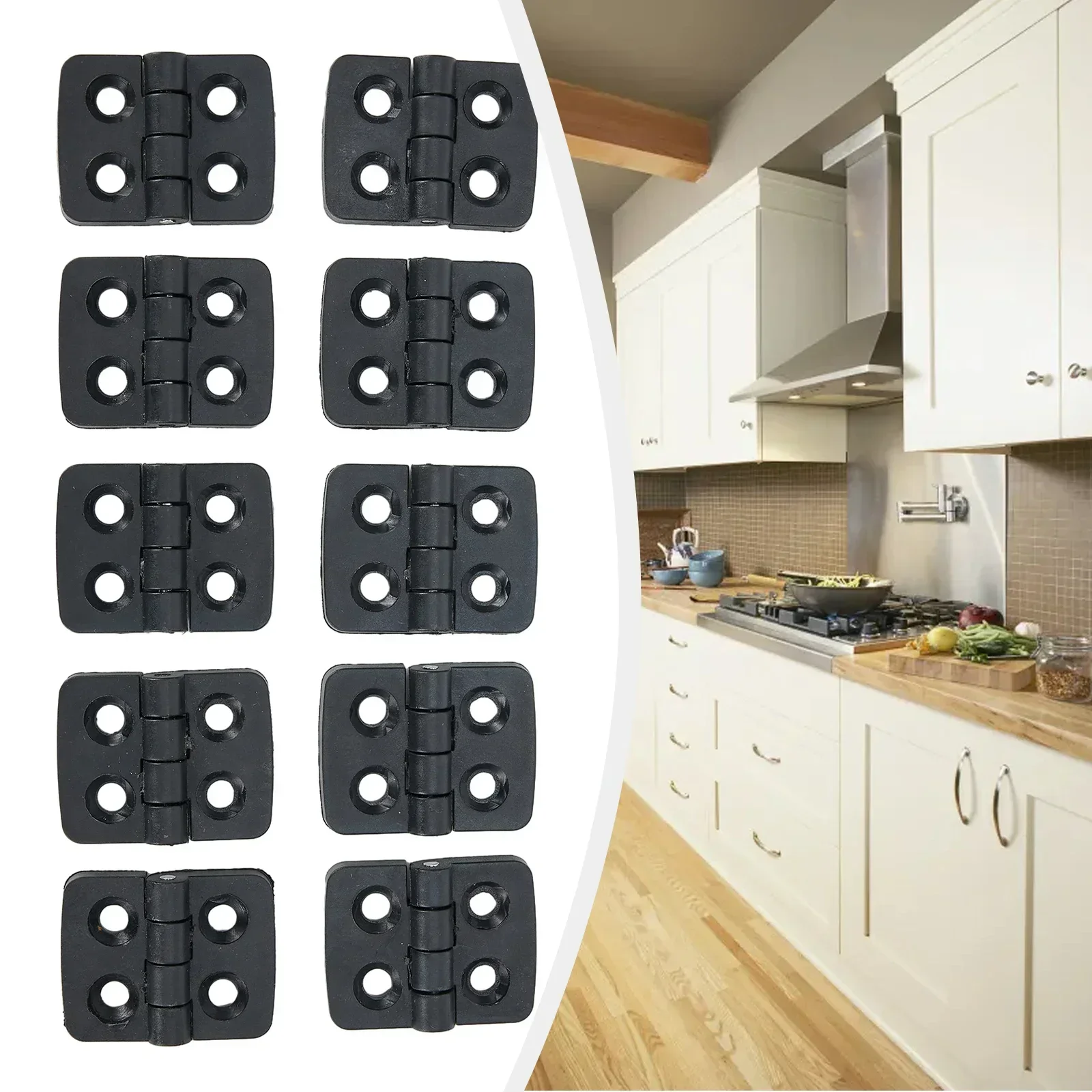 10pcs Plastic Hinges Black Cabinet Door Bearing Butt Folding Hinge 30*40mm  For Cupboard Furniture Hardware Home Improvement