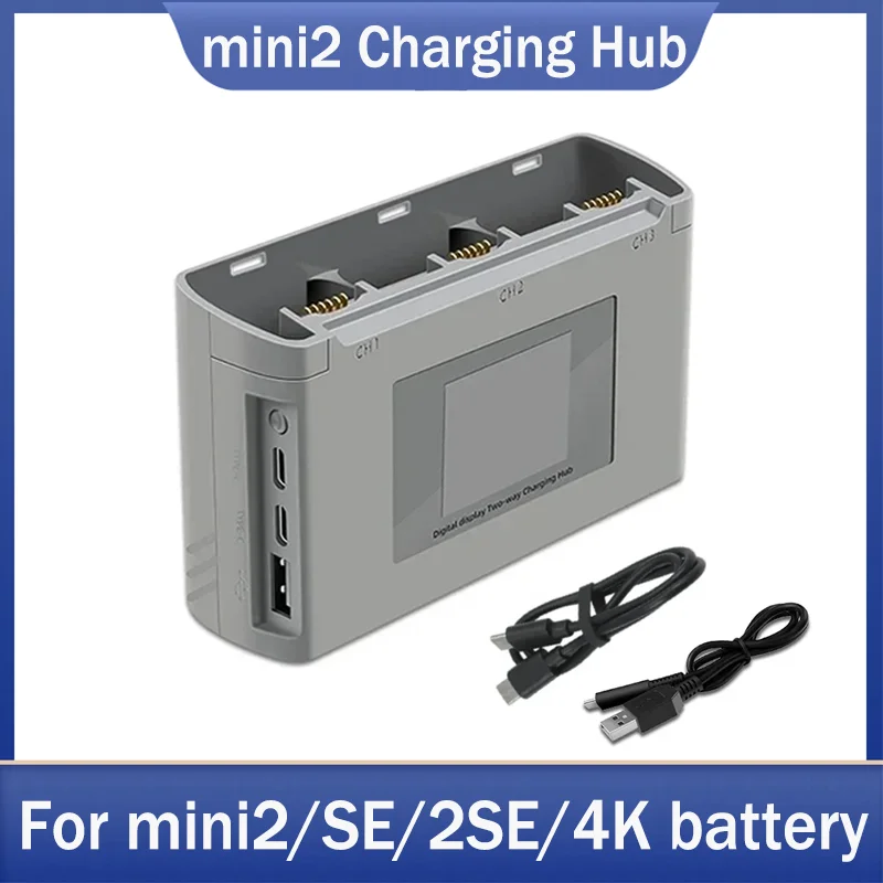3-Way Battery Charger Hub For Mini 4K/2/SE/2 SE Drone Battery Charging Hub USB Charging Remote Control Batteries Power Bank