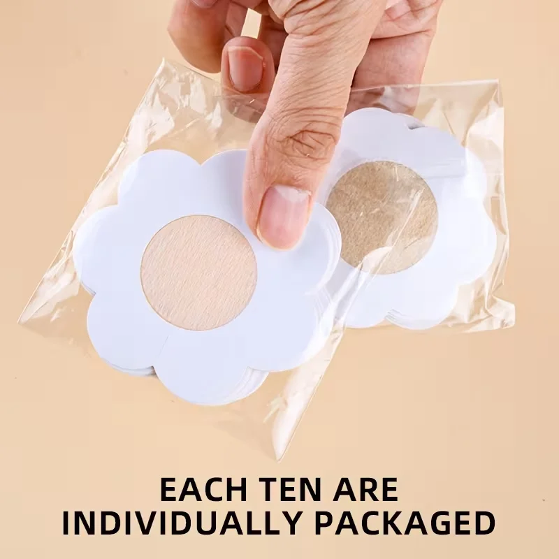 40/60/100 Pcs Ultra-Thin Disposable  Round/Floral-Shaped  Seamless Breathable Self-Adhesive Nipple Covers Bra Breast Patch image 5