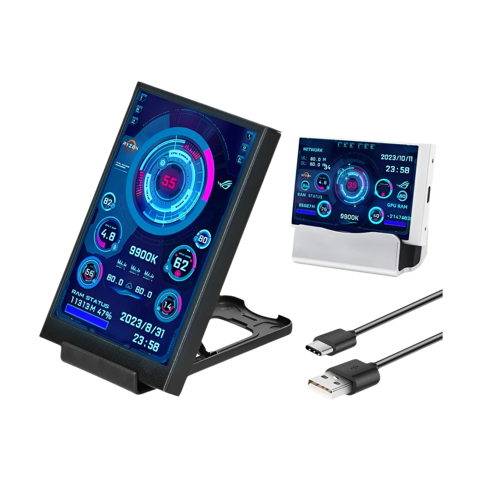 3.5 Polegada tipo-c tela secundária para computador cpu ram gpu hdd monitor 320*480 ips lcd isl display turzx software não aida64