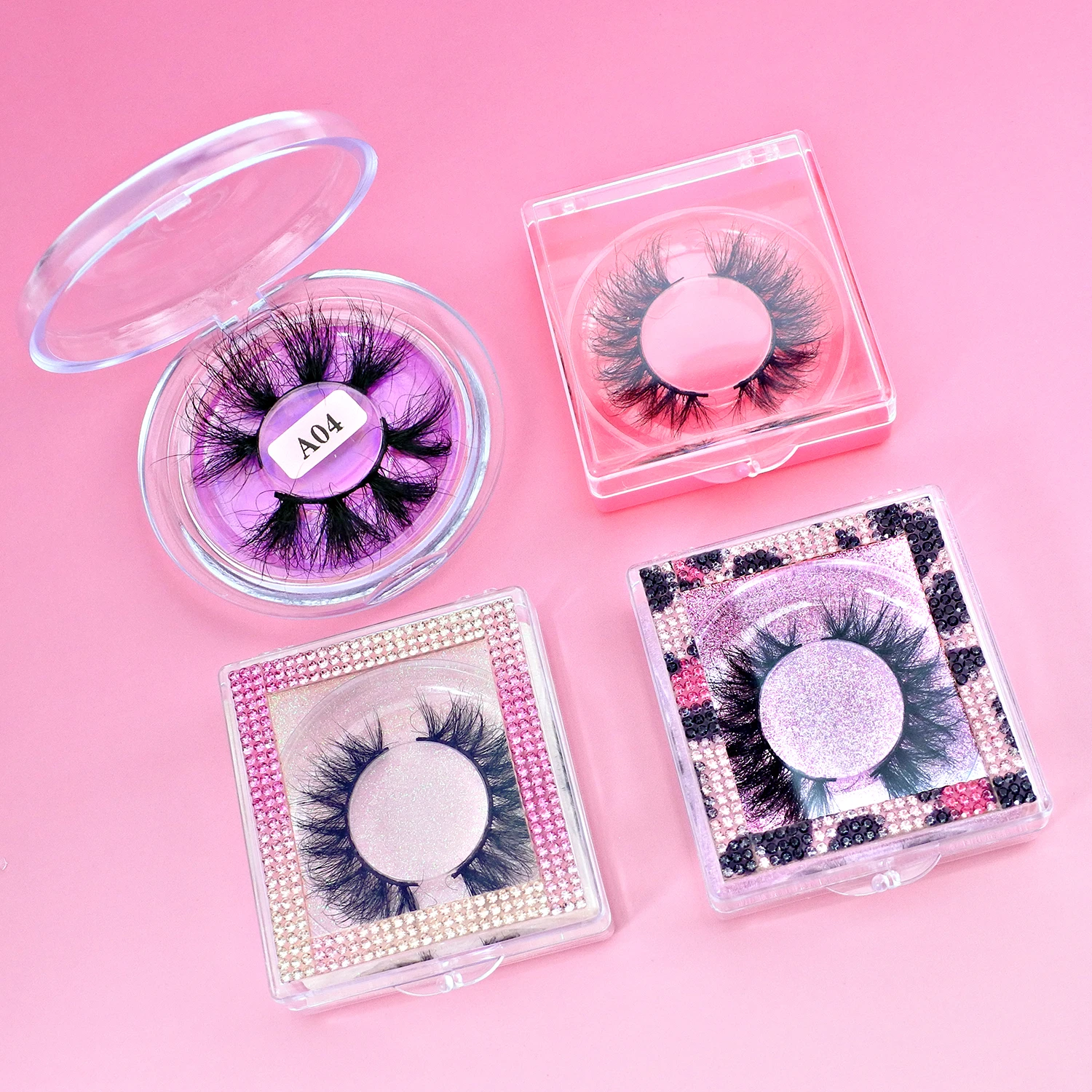 20-100Pcs Round Eyelash Tray Holder Plastic Eye Lash Trays Lid for False Eyelash Case Empty Holder Box Packaging Box Container