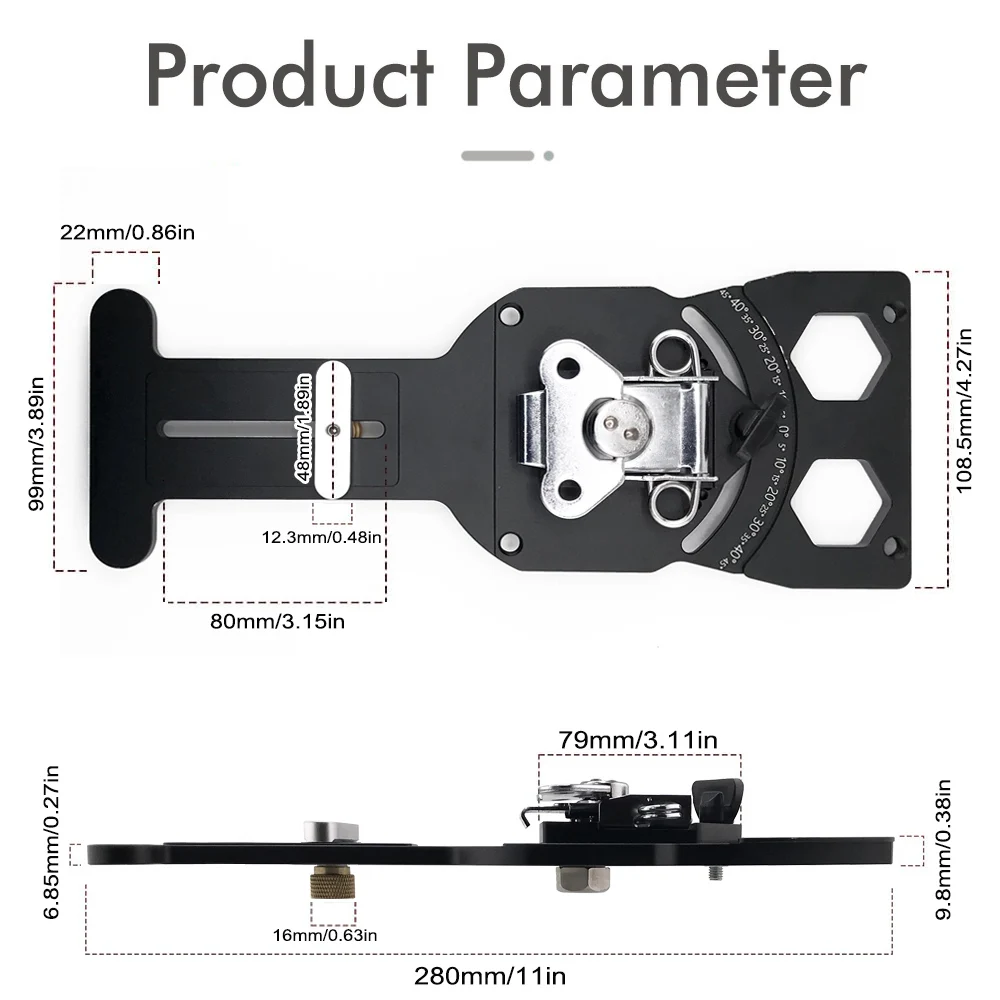 Track Saw Square Adjustable Angle With -45° To 45° Quick Positive Stops and 90 Degree Right Angle Rail Square Guide