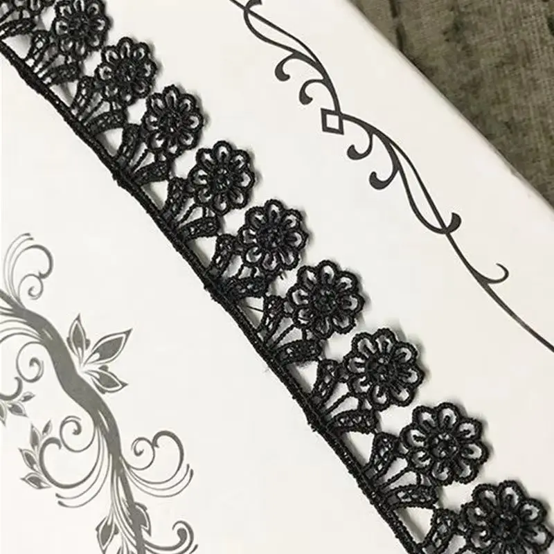 

5 Yards/Lot Sun Flower Lace Trim Black White Weaving Sewing Crafts Child Dress Ribbon Trimmings Scrapbooking Patchwork Applique