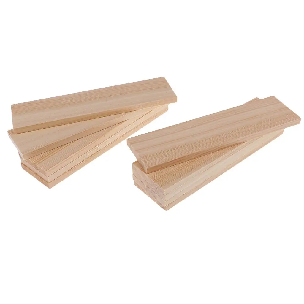 10Pcs Unfinished Wooden Plate Model Thin Wood Sheets Natural Craft Wood Pieces for DIY House Ship Aircraft Boat, 150x40x6mm