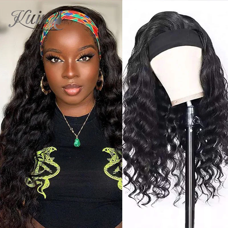 

Natural Wave Headband Wigs Human Hair Wigs For Women 10-30inch No Glue No Sew Wavy Scarf Wig Brazilian Lace Wig 180% Density