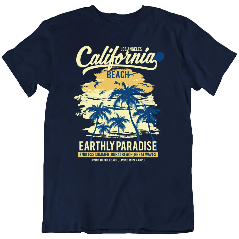 California Beach Summer Sea Ocean nature sand water blue T Shirt Tee Gift New