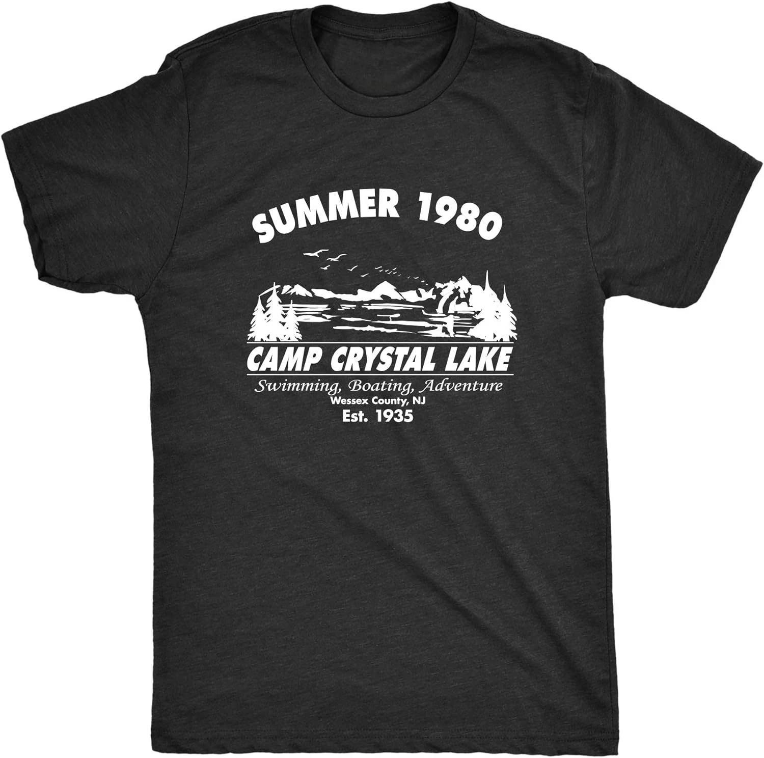 Camp Crystal Lake 1980 Spooky Halloween Graphic Novelty Funy Men\'s T Shirt Tees Outdoor Camping Group Clothing Gift Vintage Tops