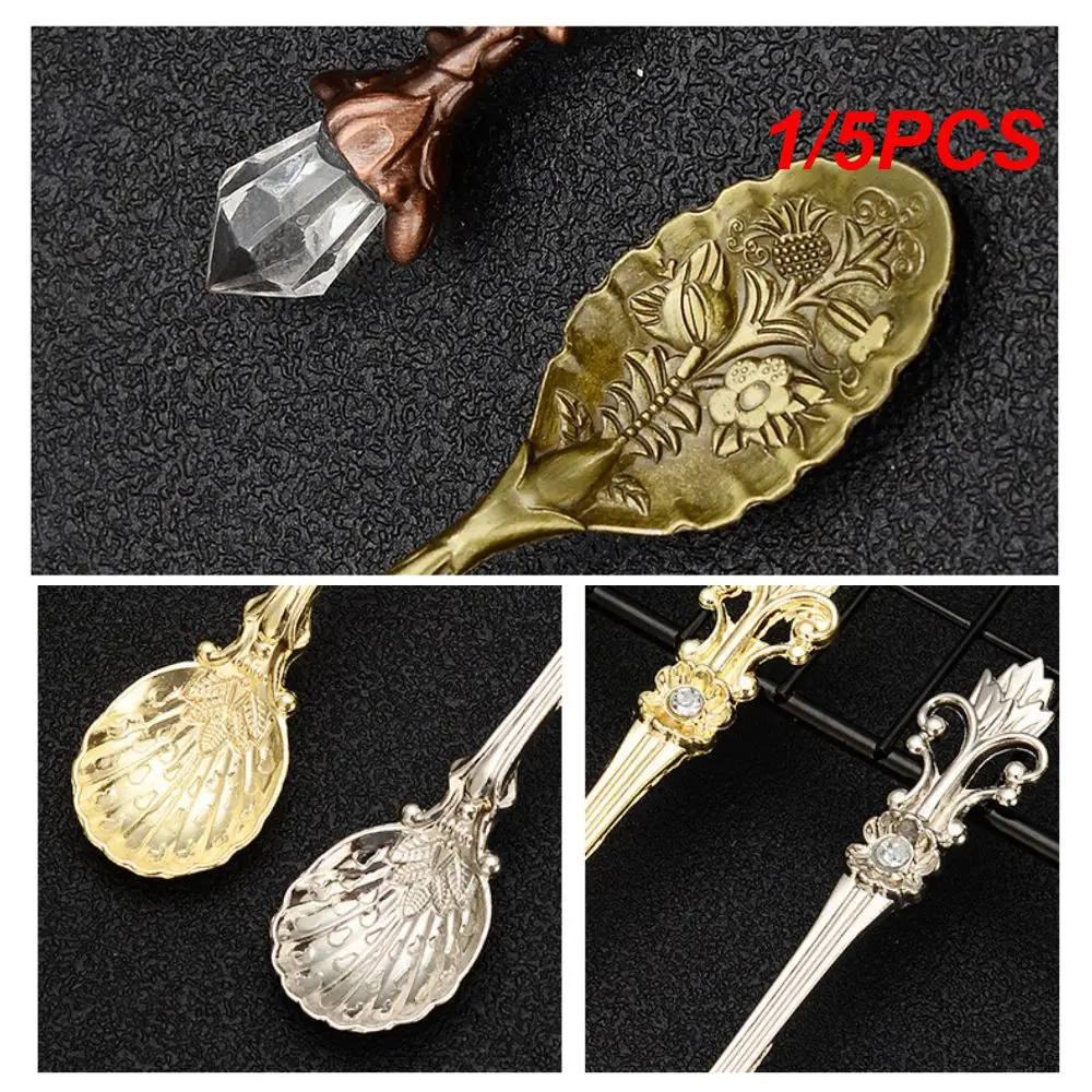 1/5PCS Tea Spoon Vintage Royal Style Creative Wholesale Ice Cream Dessert Spoon 2023 Mini Coffee Spoon Flatware Dessert