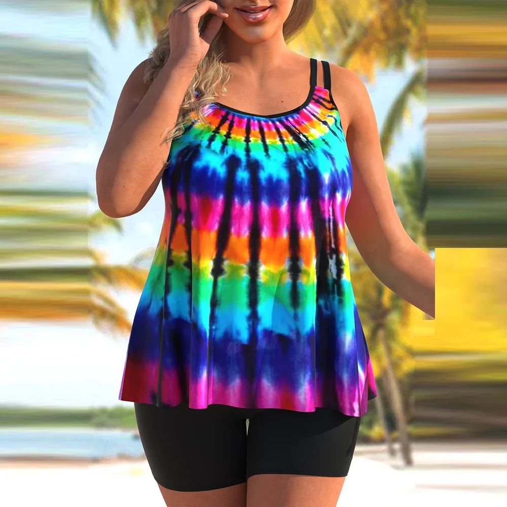 

3XL 4XL 5XL Plus Size Two Piece Women Swimsuit for 2024 Summer Korean Fashion Vacation Beach Swimming Suit High waist Beachwear