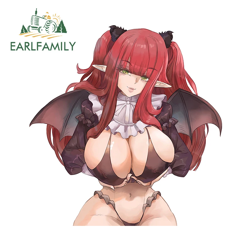 EARLFAMILY 13cm X 12.5cm for Marin Sexy Breast Devil Car Stickers Simple Graffiti Decals Scratch-Proof Creative Motorcycle Decor