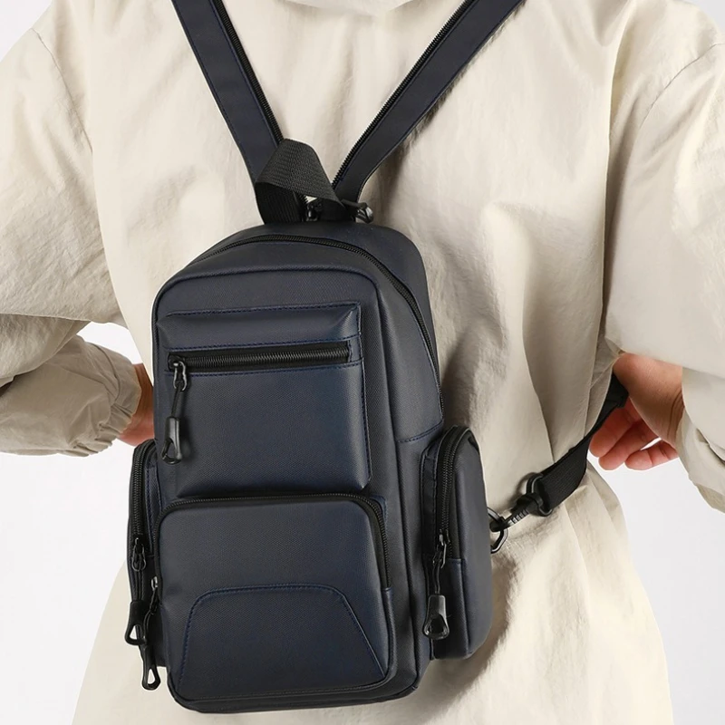 Nova Bolsa de Peito Masculina Casual, Versátil, à Prova d'Água, Grande Capacidade, Multifuncional, Bolsa Transversal