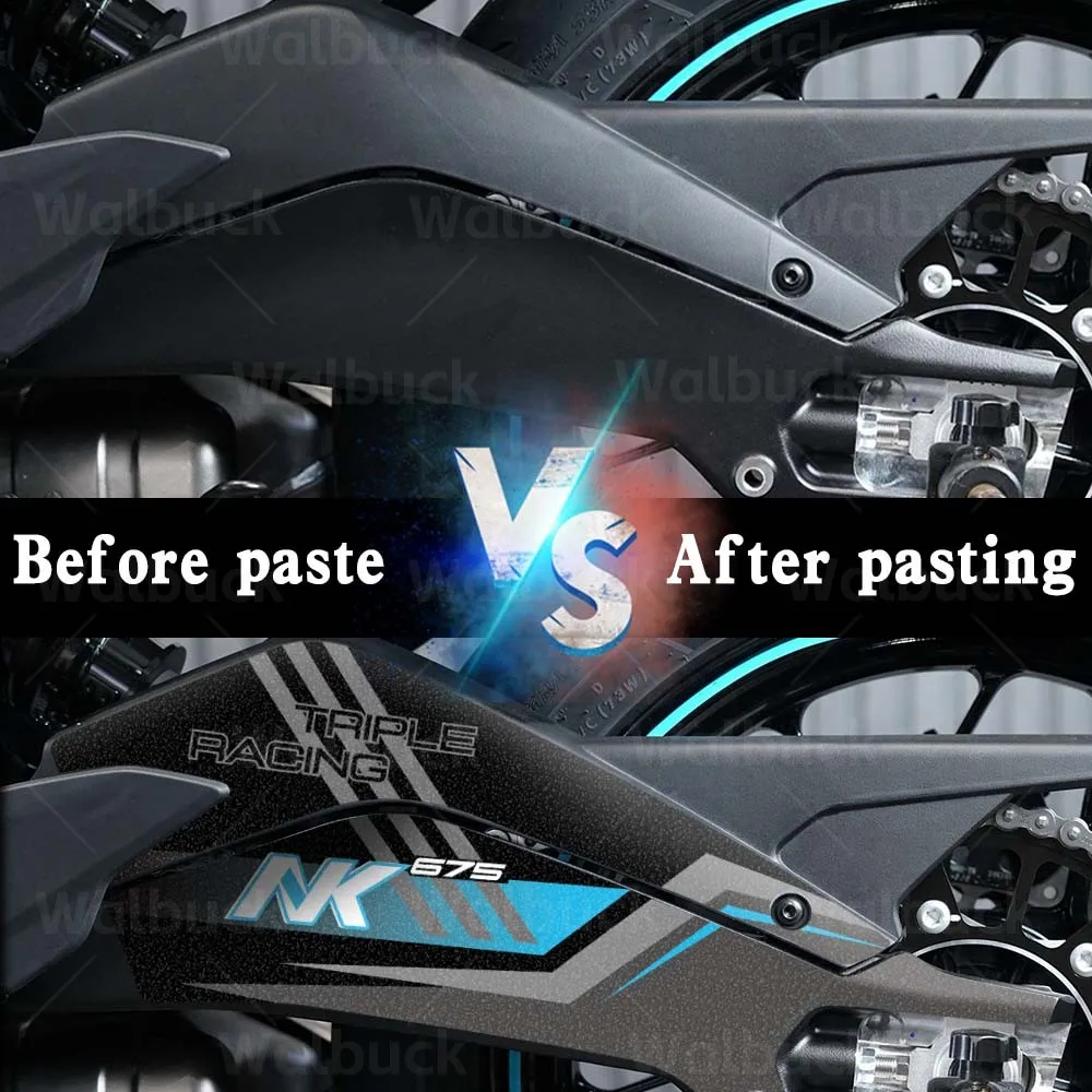 For 675SR/NK 675sr/nk Motorcycle Frosted Swing arm chain cover Decal Rotating Shaft Swingarm Stickers