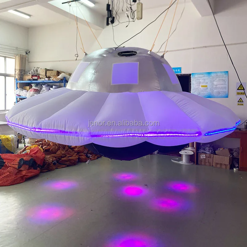 Event Party Decoration Light Emitting Diode Lighting Flight Inflatable Flying Saucer Spaceship Model