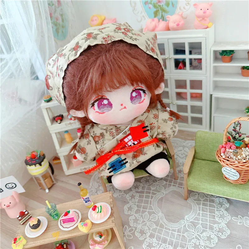 Kawaii 20cm Plush Cotton Doll Idol Stuffed Super Star Figure Toys Attribute Fat Big Blue Eyes Doll Can Change Clothes Fans Gifts