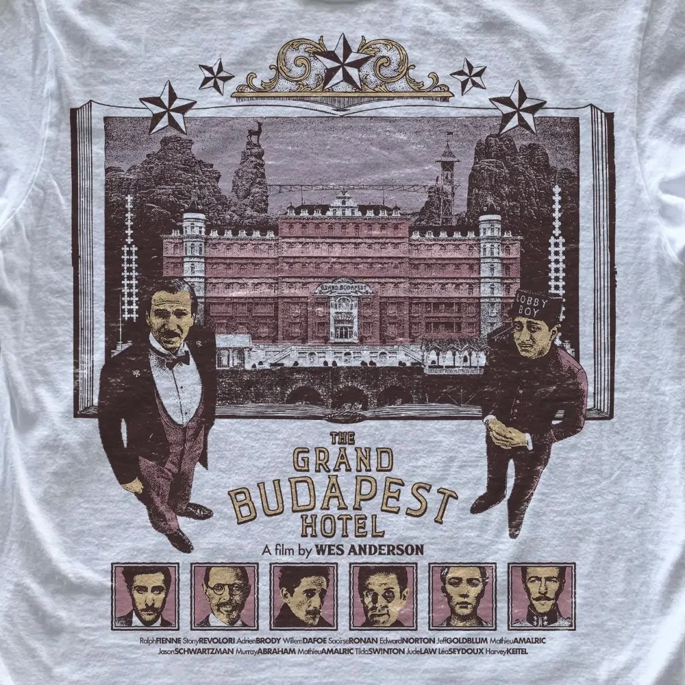 تي شيرت The Grand Budapest Hotel بطابع: تي شيرت Wes Anderson Movie للجنسين من القطن الخالص ملابس الشارع