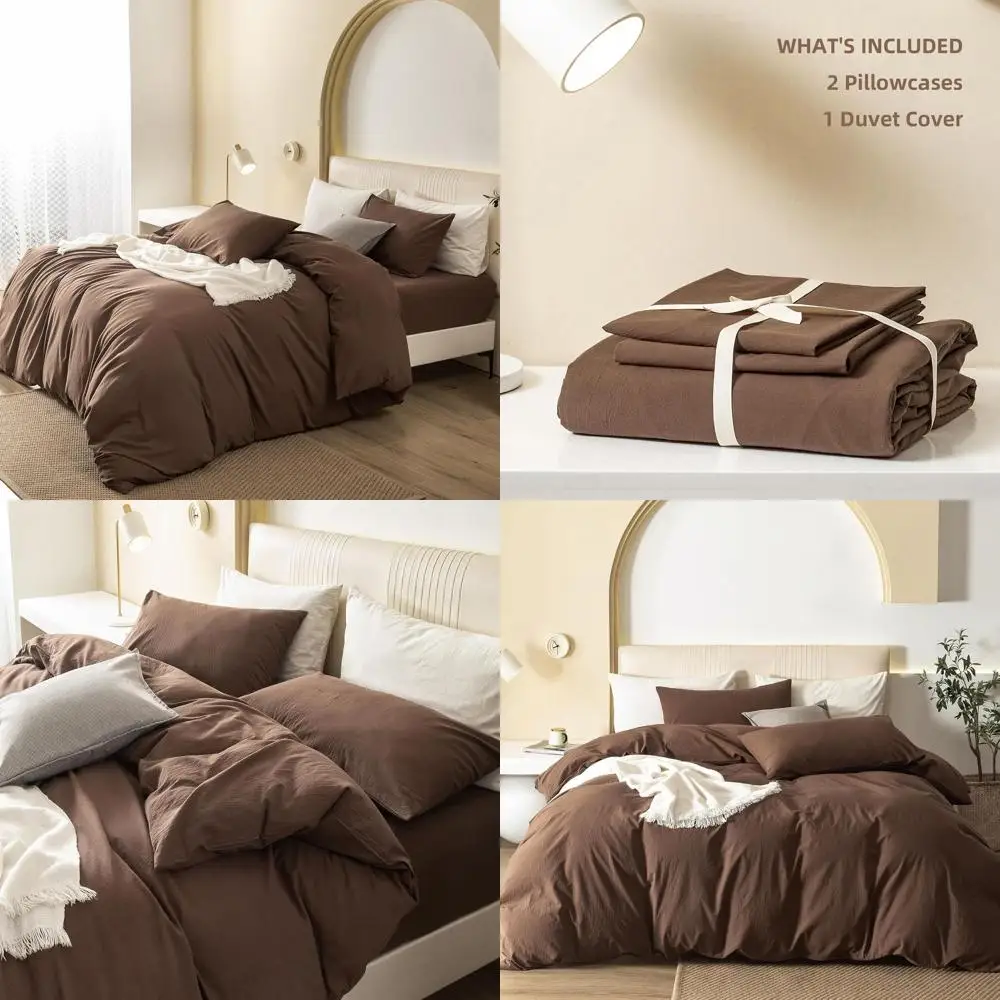 

Комплект пододеяльников из 100% стираного хлопка, 3 предмета Queen, 1 пододеяльник 90x90 дюймов (коротший не входит в комплект) и 2 наволочки, льняной уголь