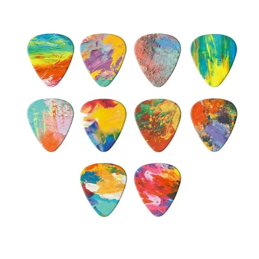 10pcs Colorful Printed Guitar Picks Triangle Shape Smooth Edge Guitar Plectrums 1.0mm 0.71mm 0.46mm Bass Picks Acoustic Guitar