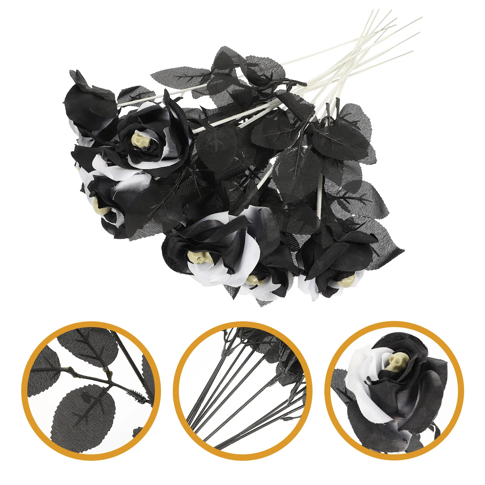 

10Pcs Skull Rose Halloween Artificial Rose Decoration Creepy Fake Flower Party Prop Haunted Decor Halloween Flower