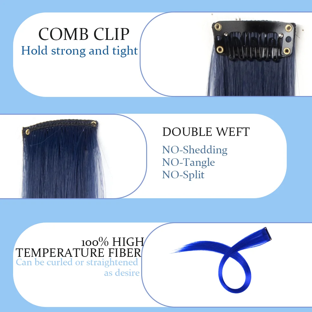 10PCS/Pack Colored Party Highlights Clip in Hair Extensions