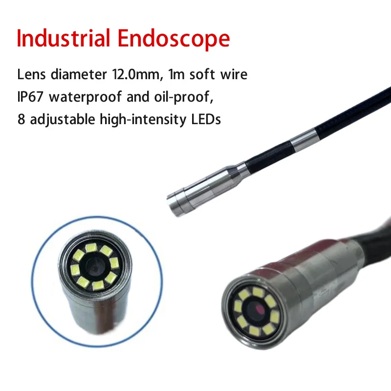 New 12mm Auto Focus Industrial Endoscope Two-way 180° Rotating Articulating Borescope With 5inch Screen For Car Sewer Inspect