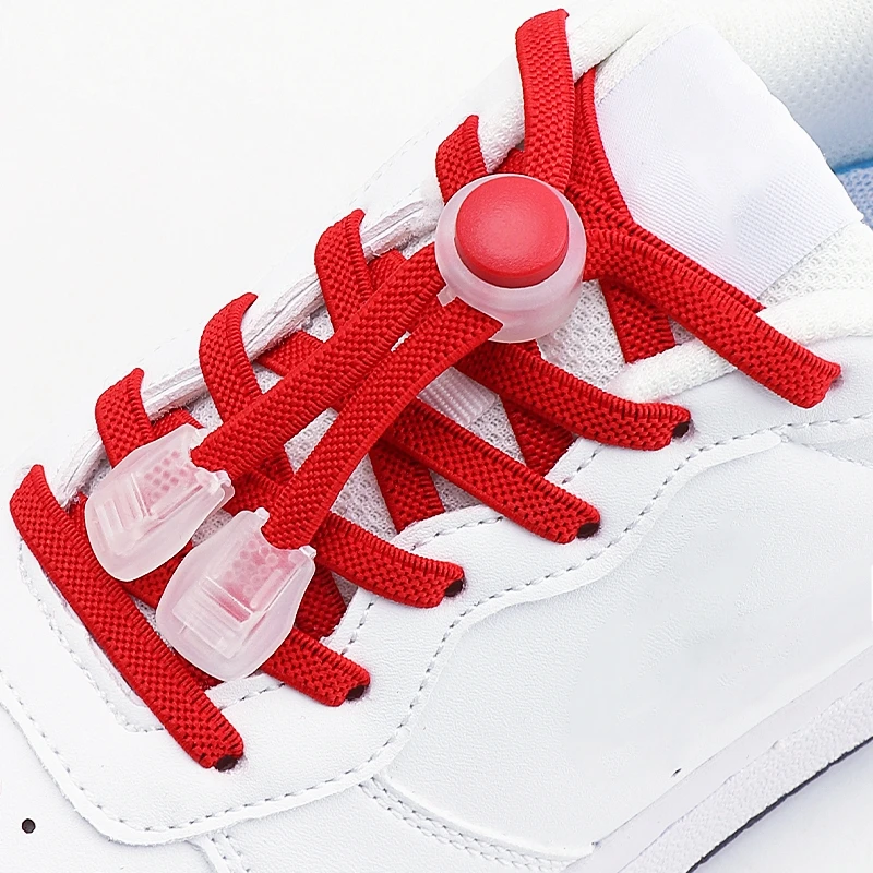 

2Pair Round Snap Lock Flat Shoelaces Elastic Shoe Laces Without ties Kids Adult Quick shoelace Shoe Accessories