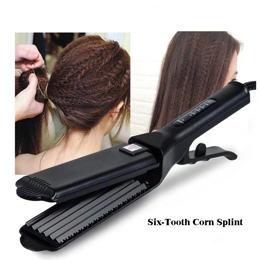 Professional Hair Crimper Curling Iron Wand Ceramic Corrugated Corn Wave Curler Iron Styling Tool Plate Clip