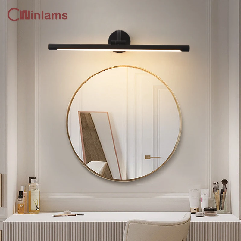 Black Bathroom Mirror Front Light Bathroom Makeup Table Dressing Desk Led Simple Gold Wall Lights Super Bright Adjustable Lamp