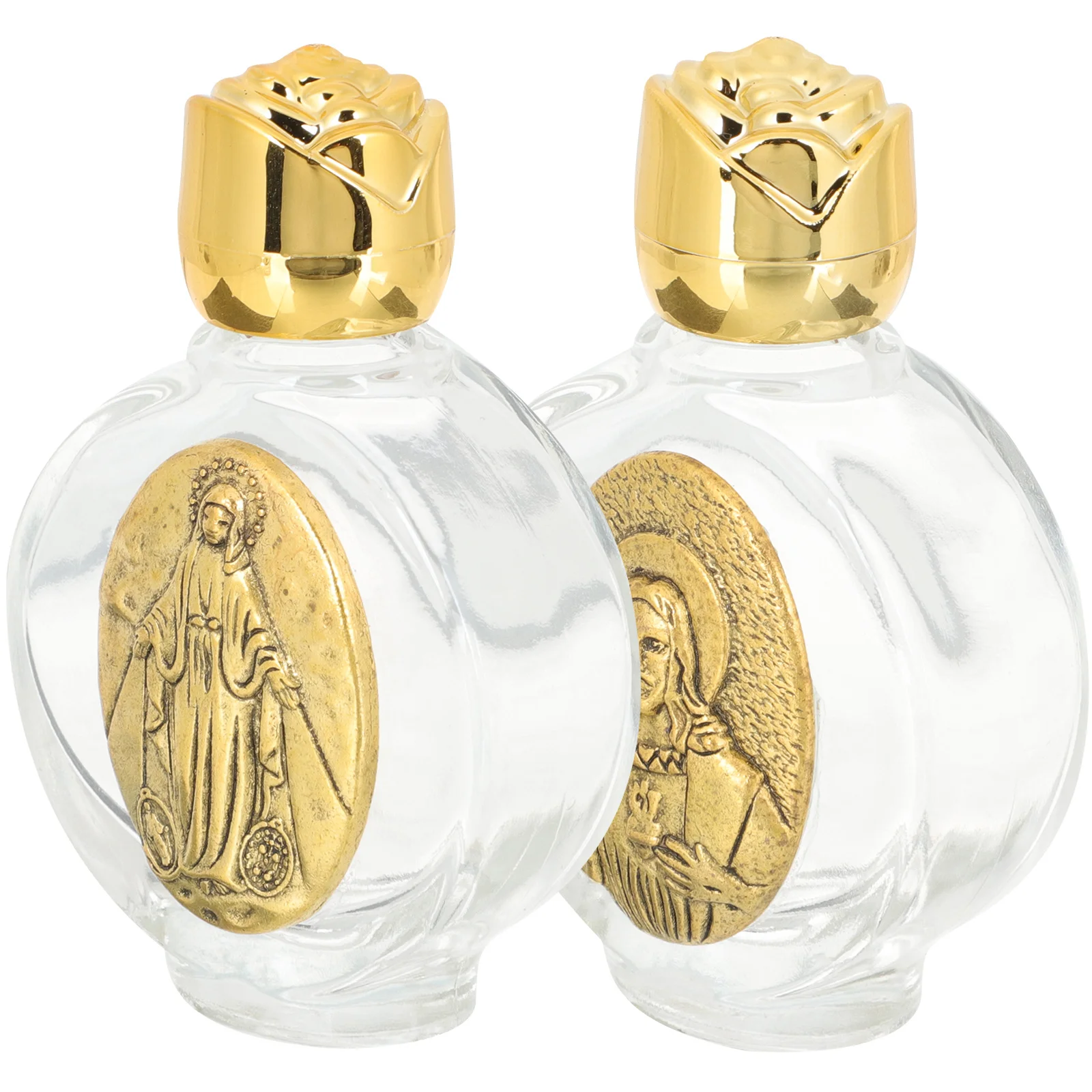 

2Pcs Metal Holy Water Bottle Safety Cover Portable Glass Bottles for Baptism Blessing Wedding Party Favors Decorative Containers