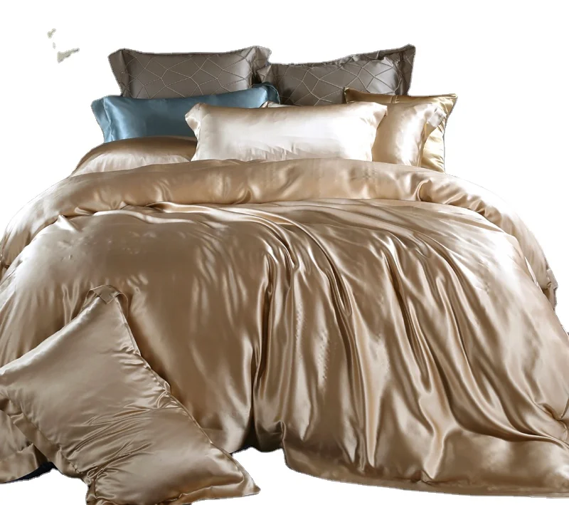 Anti bacteria 100% silk wedding Luxury bed sheet minimize wrinkle bedding sheet sets queen size