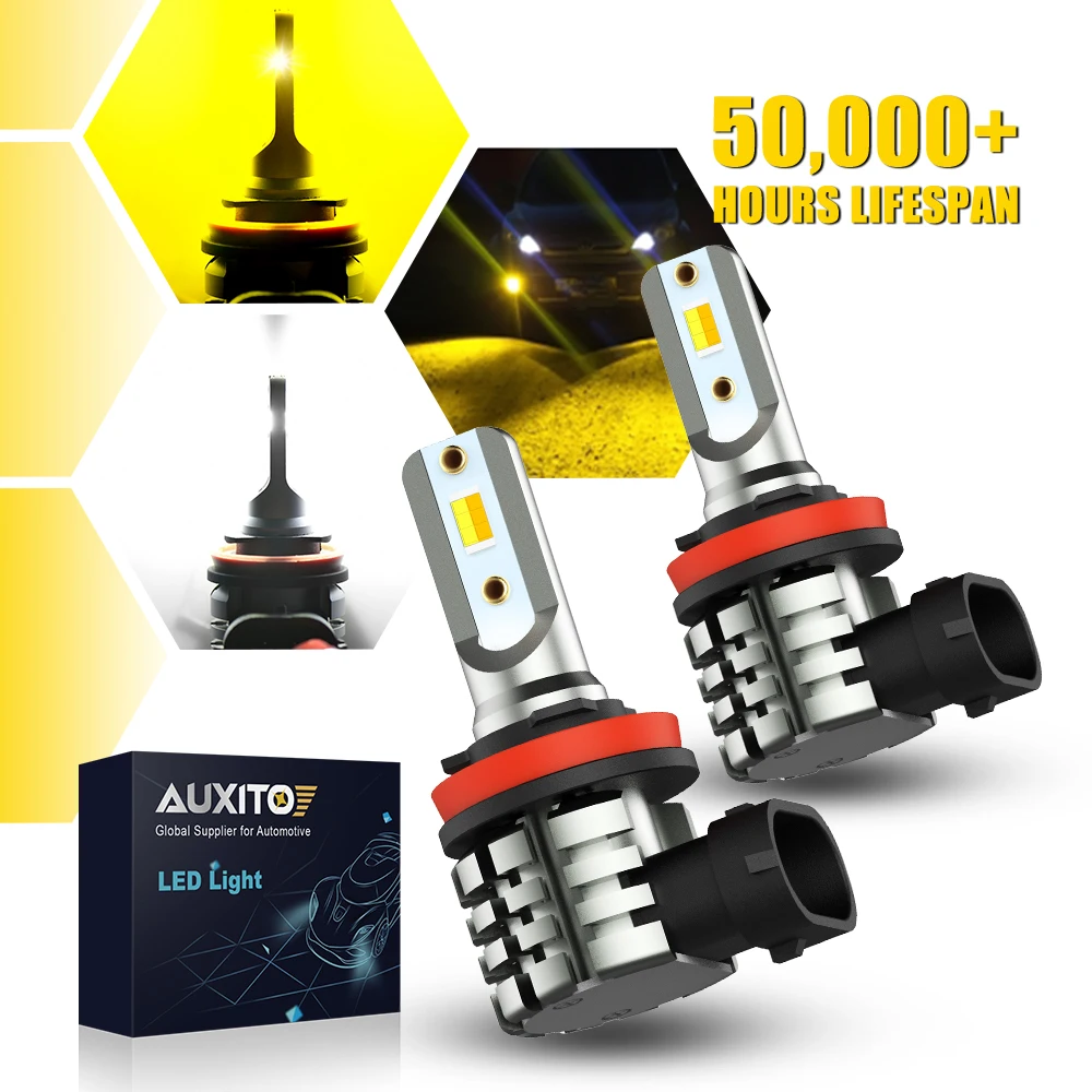 

AUXITO 2Pcs Canbus H8 H9 H11 H16JP LED White Yellow Switchback Dual Color 6000K White Yellow H8 LED Fog Light DRL Lamp Bulb 12V