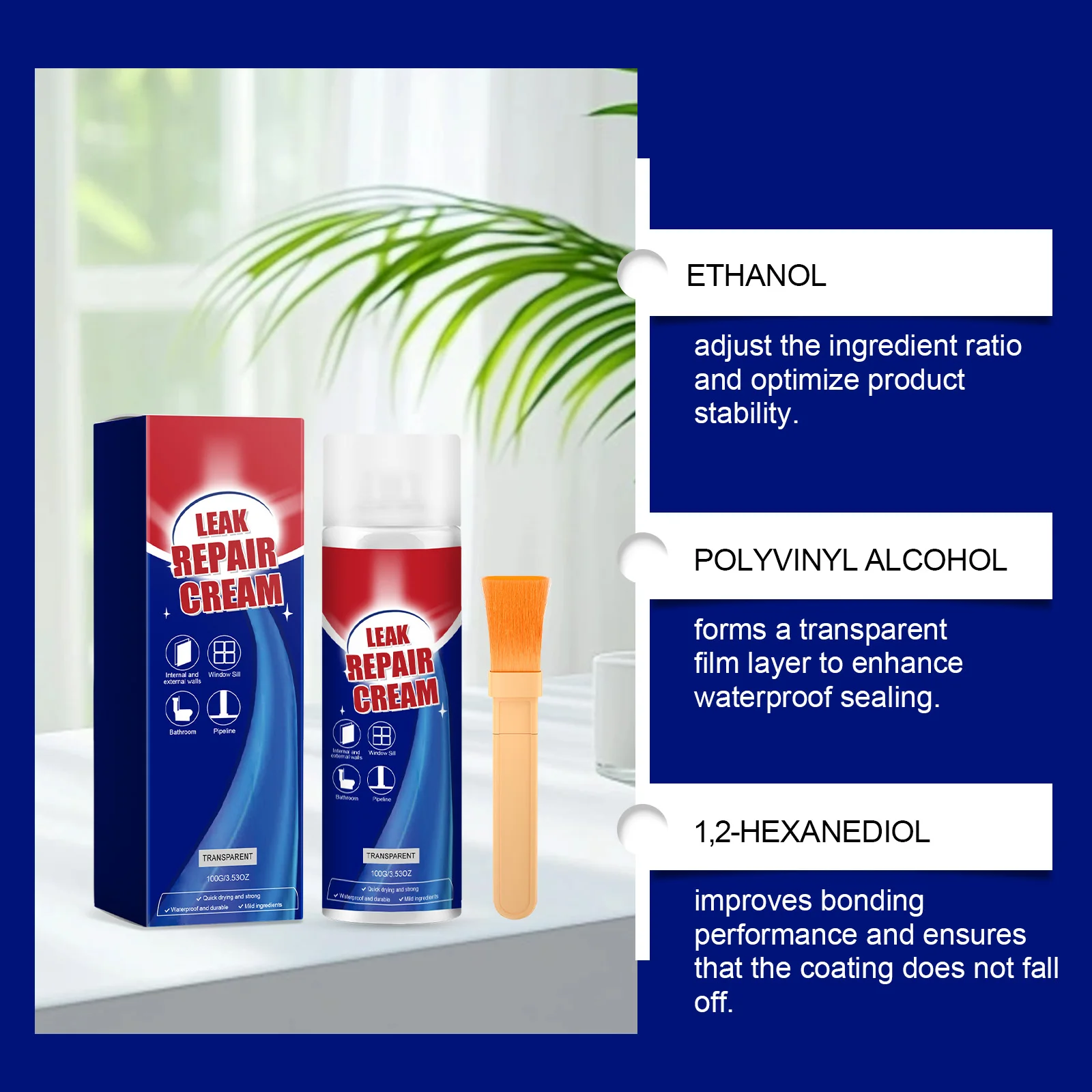 Waterproof Sealant Repair Glue Transparent Multi-Purpose Leak Proof Adhesive For Fabric Roof Lining Visor Fast Drying Sealer