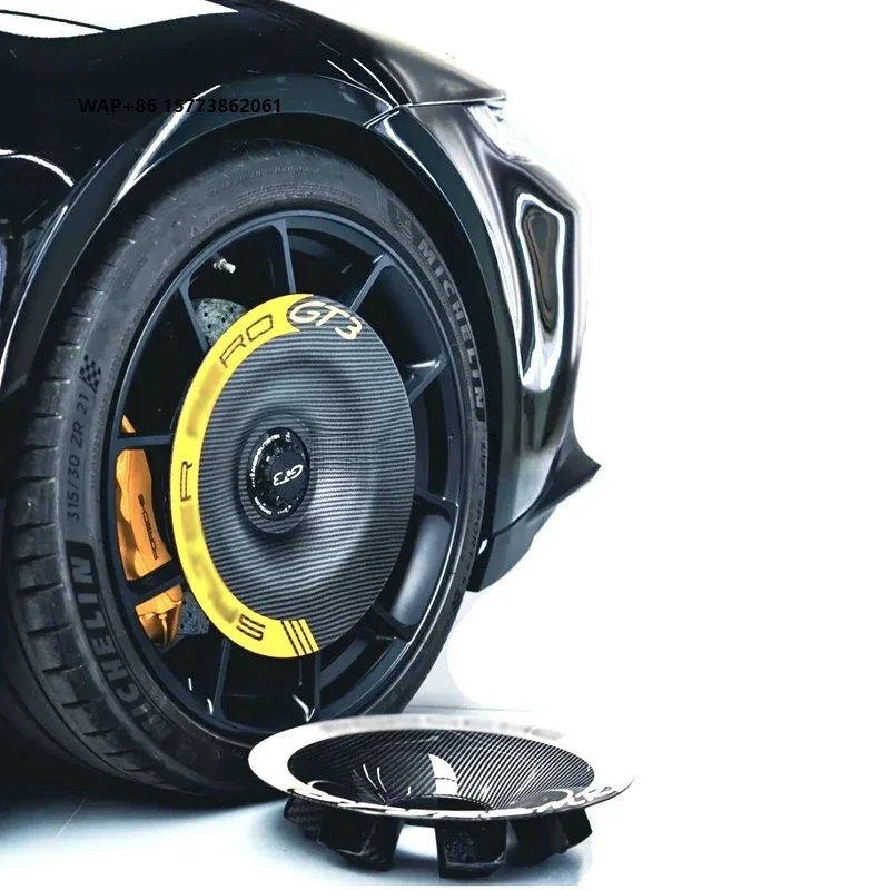 Car Modification Parts for 911 GT3RS Dry Carbon Fiber Car Hub Cap Cover for Por 991 992 GT3 GT3RS Wheel Hub Cover