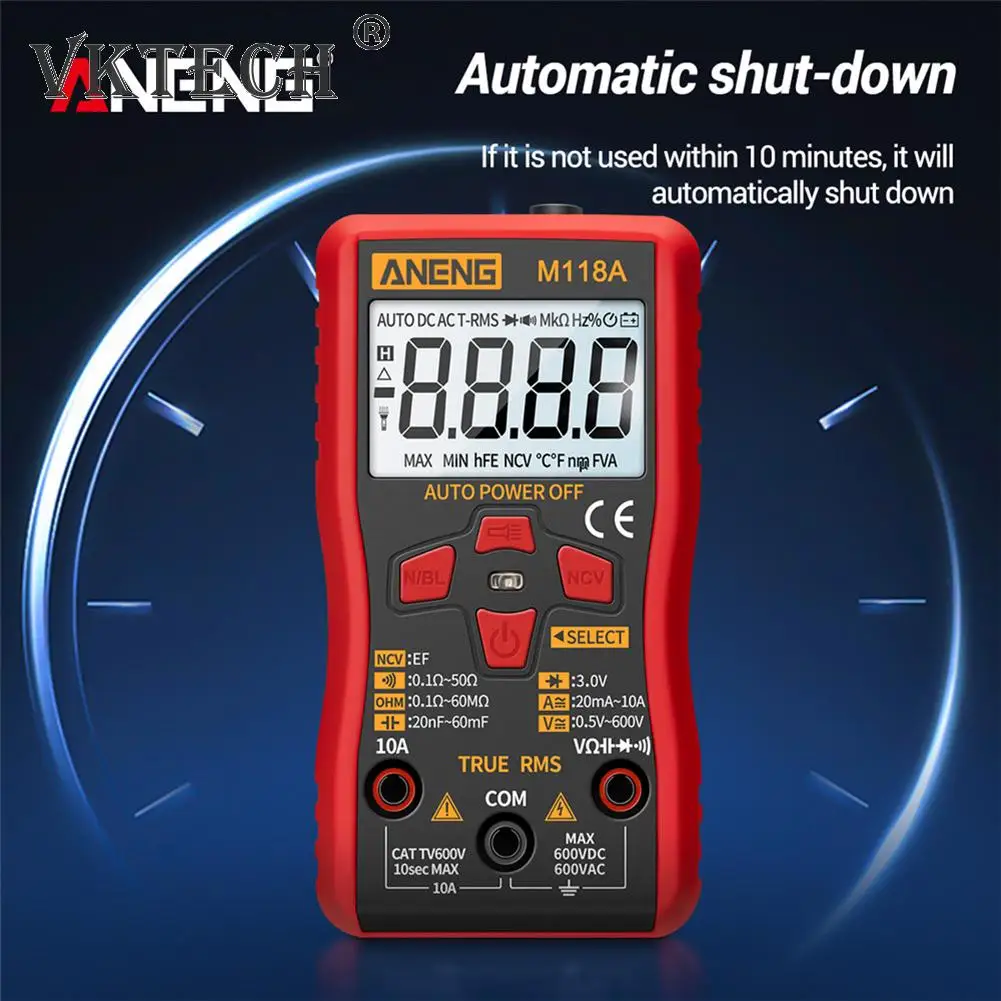 M118A Digital Mini Multimeter Tester Auto Mmultimetro True Rms Tranistor Meter with NCV Data Hold 6000counts Flashlight