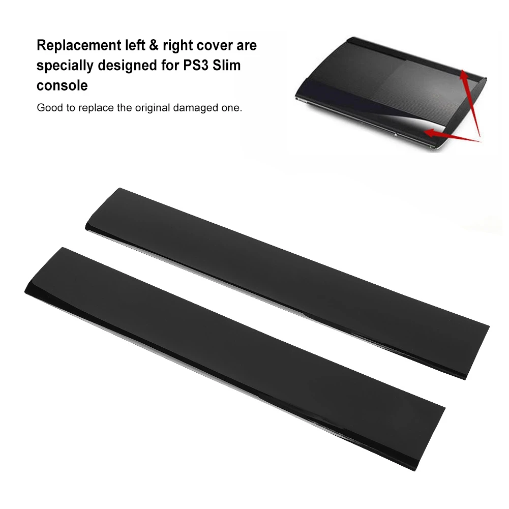 Cover per piastra frontale sinistra e destra per PS3 Slim Custodia nera sostitutiva per piastra frontale sinistra e destra per console Sony PS3 Slim