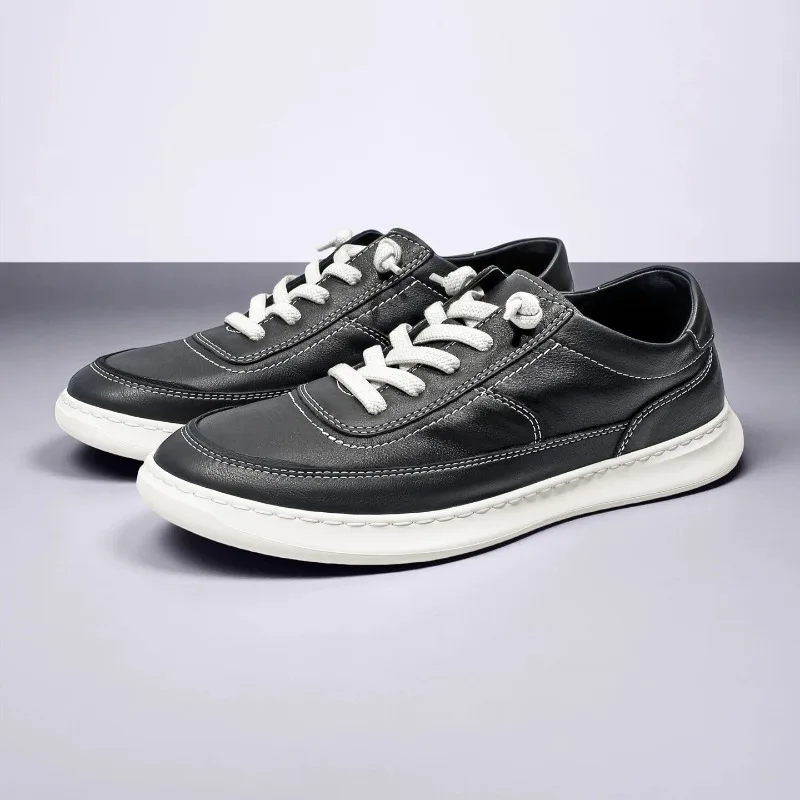 Designer Luxury Genuine Leather Sports Shoes Men's Derby Low Top Breathable Lightweight Soft Soled Trendy Sneakers Male Flats