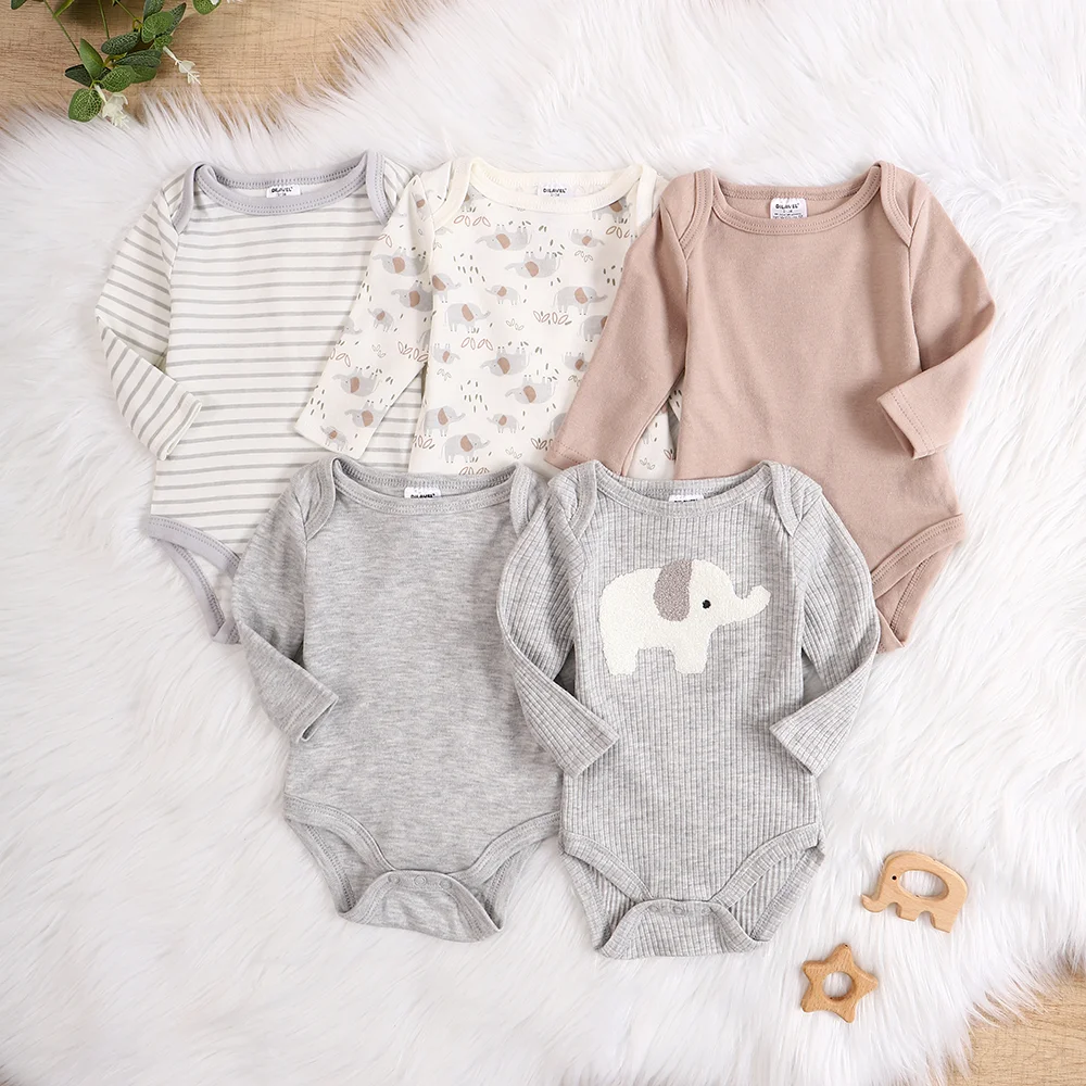 Babykleidung für Jungen 5-teilig Baby-Strampler Neuer Stil Frühling/Herbst Langarm-Strampler aus Baumwollstoff Geeignet für 0-9 Monate